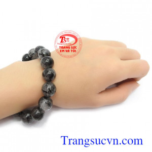Vòng tay thạch anh tóc đen 13 ly hỗ trợ điều trị một số bệnh xơ vữa động mạch, nhồi máu cơ tim