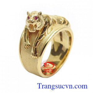 Nhẫn nam tuổi dần 18k kiểu dáng độc đáo, mới lạ, chế tác công nghệ 3D cao cấp