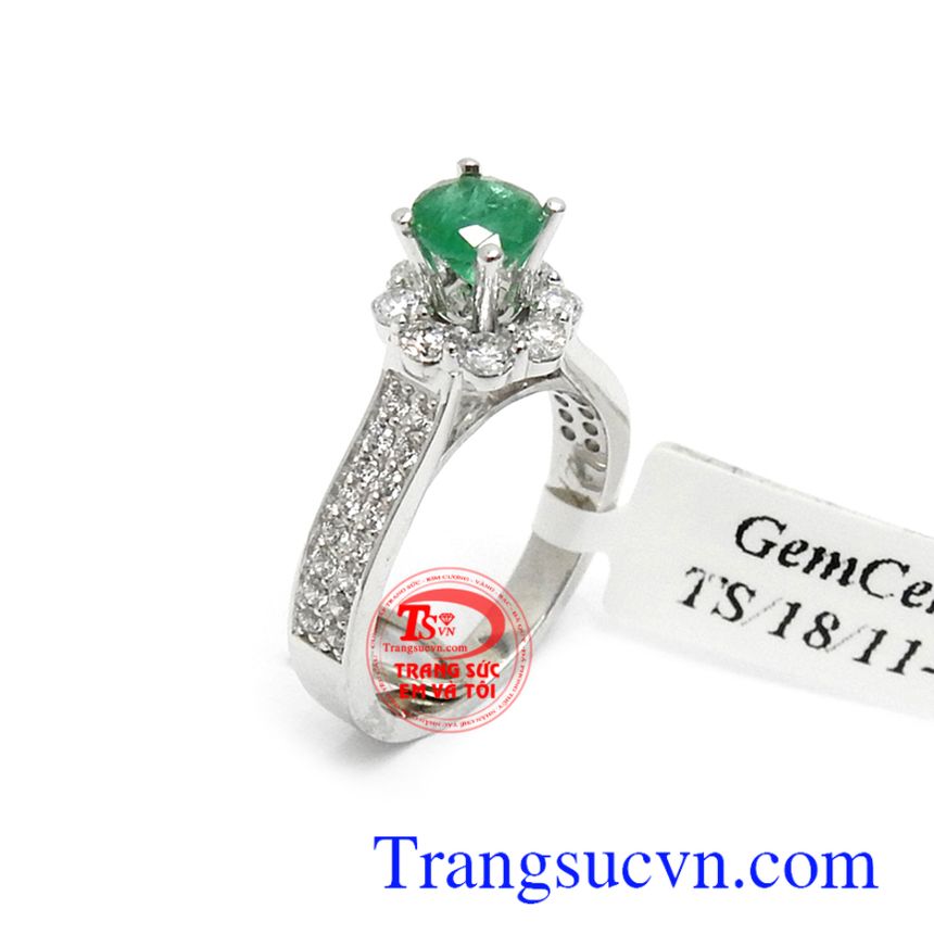 Nhẫn nữ Emerald 18k phát tài