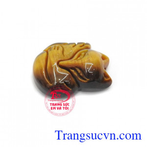 Mặt đá mắt hổ khắc hình hồ ly phong thủy