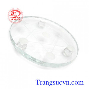 Đĩa bày thất tinh trận size vừa đường kính 15.0cm bằng thủy tinh bền đẹp, chất lượng phù hợp bày thất tinh trận đá quý phong thủy