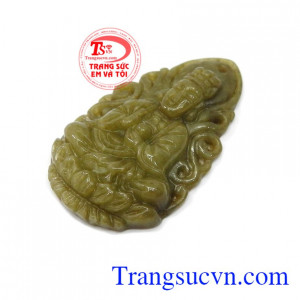 Mặt dây phật ngọc cẩm thạch đẹp được dùng làm mặt dây chuyền, dây chuyền bọc vàng