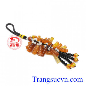 Móc treo ô tô đốt tre thịnh vượng được chế tác từ mã não thiên nhiên.