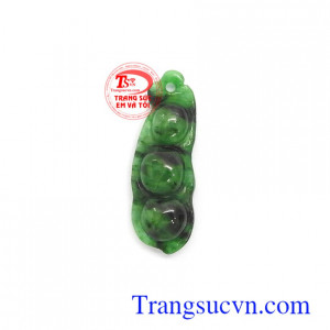 Mặt ngọc cẩm thạch đậu may mắn màu sắc đẹp, chất lượng cao, phù hợp làm mặt dây chuyền đeo hợp thời trang và phong thủy