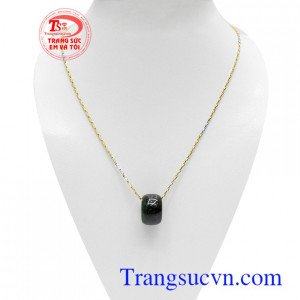 Bộ trang sức lu thống tài lộc kết hợp giữa dây chuyền vàng 10k và mặt lu thống ngọc cẩm thạch thiên nhiên bền đẹp, chất lượng, đeo hợp thời trang