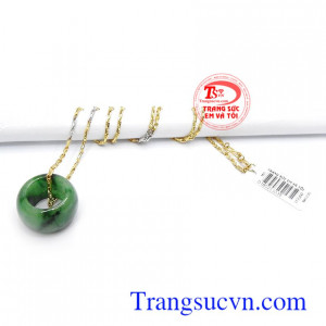 Bộ dây chuyền vàng 10k mặt ngọc cẩm thạch thiên nhiên