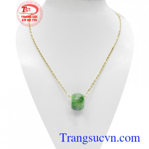 Bộ dây chuyền lu thống bình an kết hợp giữa dây chuyền 10k sản xuất và mặt lu thống cẩm thạch bền đẹp, chất lượng, đeo hợp thời trang