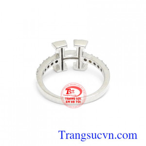 Nhẫn nữ vàng trắng Korea xinh xắn