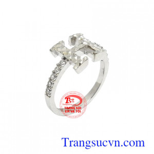 Nhẫn nữ vàng trắng Korea xinh xắn vàng 10k bền đẹp, chất lượng, nhập khẩu nguyên chiếc