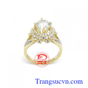 Nhẫn nữ Korea đính đá độc đáo vàng 10k kiểu dáng thời trang, sang trọng và quý phái