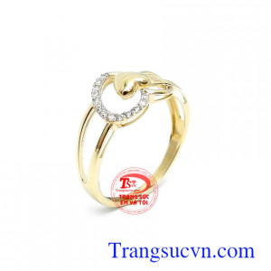 Nhẫn nữ Korea 10k quý phái kiểu dáng đẹp, tinh xảo, sắc nét, nhẫn nữ vàng tây nhập khẩu