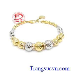 Lắc tay vàng 10k quý phái chế tác theo dạng bi tròn độc đáo, thời trang, lắc tay vàng tây xinh xắn