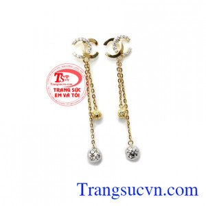 Hoa tai vàng tây dành cho nữ kiểu tinh tế, đeo hoa tai hợp thời trang, bông tai