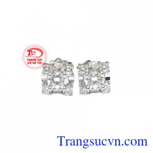 Hoa tai họa tiết vàng trắng 