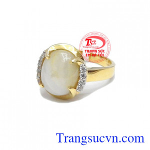 Nhẫn nữ vàng gắn đá quý Sapphire thiên nhiên dành cho phái đẹp, đeo hợp thời trang và quý phái