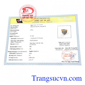 Giấy kiểm định từ trung tâm ngọc học