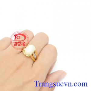 Nhẫn nữ vàng gắn đá quý Sapphire thiên nhiên dành cho phái đẹp, đeo hợp thời trang và quý phái