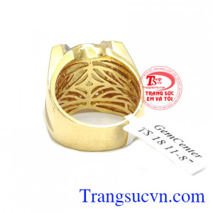 Nhẫn vàng gắn đá chủ Sapphire thiên nhiên, Nhẫn nam vàng đảm bảo chất lượng Uy tín, Đeo hợp phong thủy
