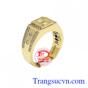 Nhẫn nam chữ H 18k đẹp là sản phẩm nhẫn nam vàng tây được chế tác tinh tế, đẹp sắc nét