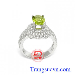 Nhẫn nữ vàng 14k gắn Peridot thiên nhiên chất lượng cao