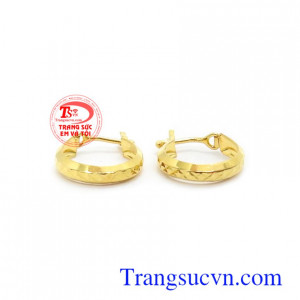 Hoa tai vàng nữ xinh xắn vàng 10k chế tác tinh xảo, sắc nét, hoa tai vàng tây