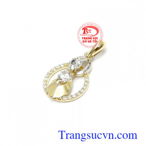 Mặt dây chuyền Hàn Quốc duyên dáng vàng 10k nhập khẩu, mặt dây chuyền vàng tây đính đá