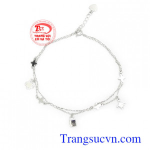 Lắc tay vàng trắng 10k xinh xắn nhập khẩu Hàn Quốc cá tính, thời trang