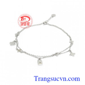 Lắc tay vàng trắng 10k xinh xắn phù hợp nhiều phong cách thời trang khác nhau