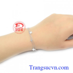 Lắc tay vàng trắng 10k sang trọng