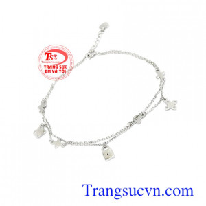 Lắc tay vàng trắng 10k xinh xắn nhập khẩu nguyên chiếc, kiểu dáng thời trang, sang trọng và đẳng cấp, lắc tay vàng trắng đẹp