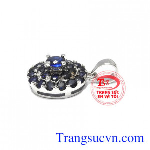 Mặt dây chuyền Sapphire bọc vàng quý phái tinh tế