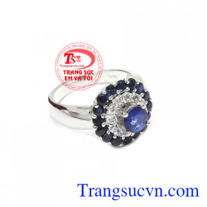 Nhẫn nữ sapphire quý tộc 14k, bảo hành 12 tháng, giao hàng nhanh trên toàn quốc