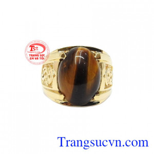 Nhẫn vàng 14k mắt hổ thiên nhiên mang đến cho phái mạnh sản phẩm mạnh mẽ, thời trang và lịch lãm.