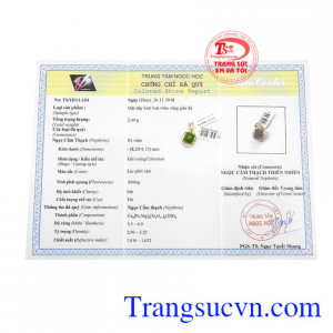 Sản phẩm có giấy kiểm định đá quý. Mặt dây nepherite duyên dáng