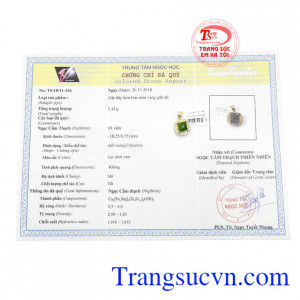 Sản phẩm có giấy kiểm định đá quý. Mặt dây nepherite đẳng cấp