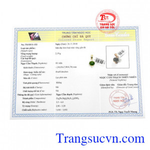 Sản phẩm có giấy kiểm định đá quý. Mặt dây nepherite độc đáo