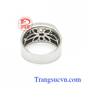 Nhẫn nam đính đá thời trang mới kiểu dáng đẹp, chất lượng cao, nhẫn nam vàng trắng 14k
