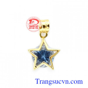 Mặt dây chuyền 10k đính đá phong cách hình sao vàng 5 cánh đinh đá độc đáo