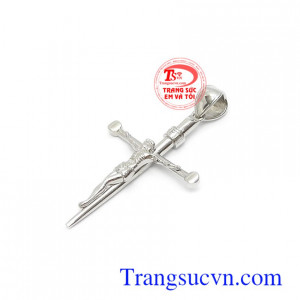 Mặt thánh giá vàng trắng sang trọng vàng 10k