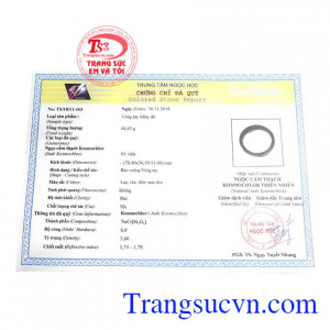 Giấy kiểm định từ trung tâm ngọc học