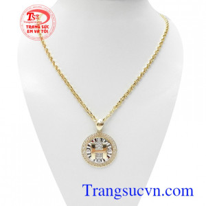 Bộ dây nam vàng 10k cá tính kết hợp tinh tế giữa dây chuyền sản xuất và mặt dây Hàn Quốc thời trang