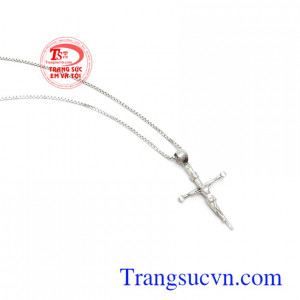 Bộ dây chuyền nam thánh giá vàng trắng
