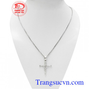 Bộ dây thánh giá bình an kết hợp giữa dây chuyền vàng trắng Italy và mặt dây thánh giá đẳng cấp, thời trang và sang trọng