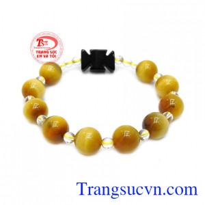 Chuỗi tay mân côi mắt hổ đẹp được chế tác từ đá mắt hổ thiên nhiên đẹp và hợp phong thủy.
