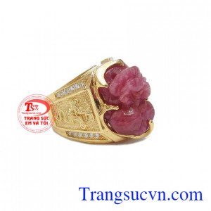 Nhẫn nam tỳ hưu ruby thiên nhiên sang trọng, đẳng cấp