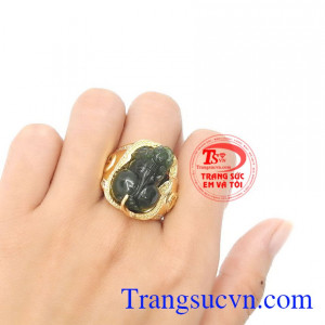 Nhẫn nam Tỳ hưu ngọc bích thiên nhiên sang trọng tinh tế