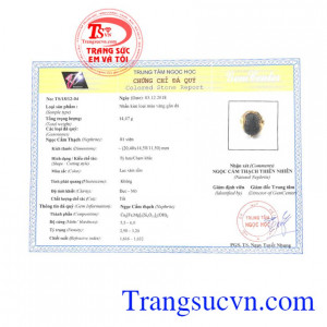 Giấy kiểm định từ trung tâm ngọc học