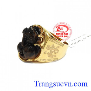 Nhẫn nam tỳ hưu đá mắt hổ, bảo hành 12 tháng, giao hàng nhanh trên toàn quốc