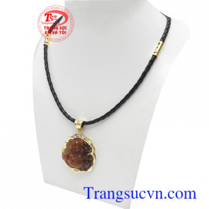 Bộ dây chuyền phật Di Lặc bình an thạch anh tóc bền đẹp, chất lượng, đeo hợp thời trang và phong thủy phái mạnh