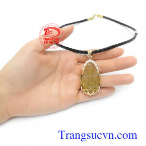 Bộ dây chuyền nam thạch anh tóc thiên nhiên